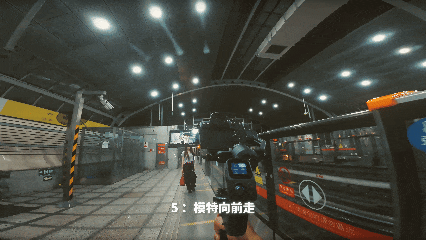 深夜地铁站前方后拉跟拍模特画面